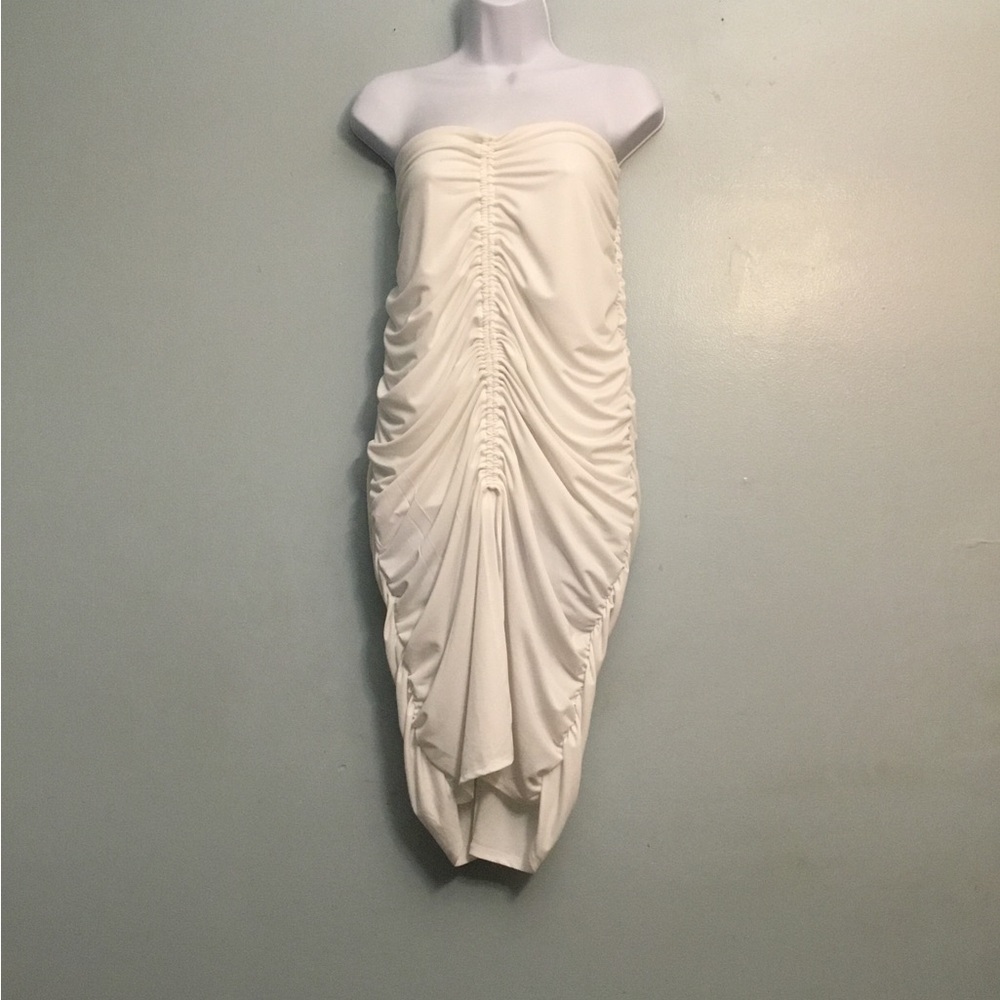 INC International Concepts White Strapless Ruched Dress - Picture 11 of 15